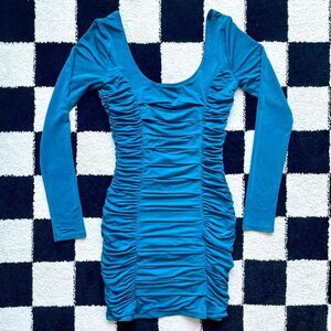 Arden B Blue Scrunch Bodycon Dress
